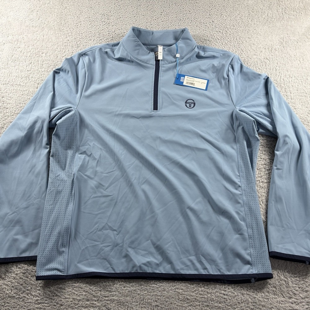 Sergio Tacchini Elio Quarter-Zip Pullover Shirt Blue Mens XL STS25M51075